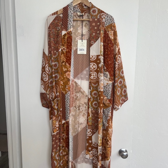 SPELL Cha Cha Maxi Robe Kimono Duster in Brown Sugar - Size S-M - NWT - Picture 2 of 10